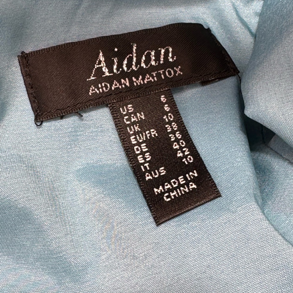 Aidan by Aidan Mattox Womens Blue Satin Evening Sheath Dress Gown size 6 - Picture 5 of 17